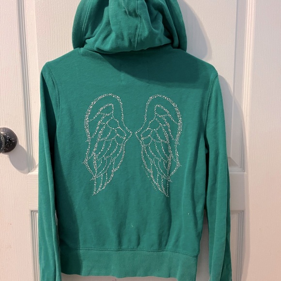 Victoria's Secret Tops - Vintage Y2K Victoria’s Secret gemstone winged zip up hoodie